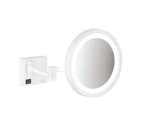 Hansgrohe AddStoris - Kosmetikwandspiegel mit LED-Beleuchtung | Mattweiß