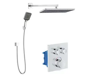 Kielle - Thermostatmischbatterie für Unterputzmontage, für 2 Geräte, mit Zubehör und Gehäuse, Chrom