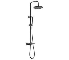kielle - Duschset mit Thermostat, 20 cm, 1 Strahl, matt schwarz
