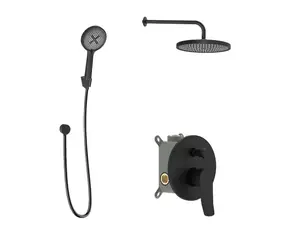 kielle - Duschset mit Unterputzmischer, für 2 Geräte, mit EcoSpare-Zubehör und -Körper, matt schwarz