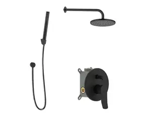 kielle - Duschset mit Unterputzmischer, für 2 Geräte, mit EcoSpare-Zubehör und -Körper, matt schwarz