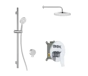 Kielle - Duschset mit Unterputzmischer für 2 Geräte, mit EcoSpare-Zubehör und -Körper, Chrom