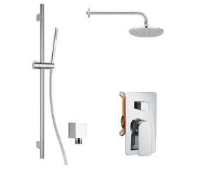 Kielle - Duschset mit Unterputzmischer für 2 Geräte, mit EcoSpare-Zubehör und -Körper, Chrom
