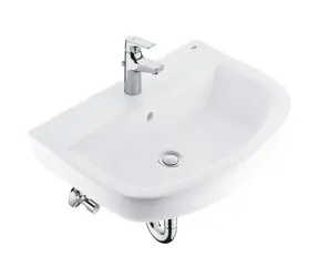 Grohe - Waschtischset 60 cm und Start Flow Armatur mit Ablaufgarnitur, Alpinweiß/Chrom