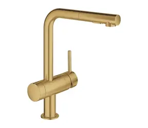 Grohe - Spültischarmatur mit Ausziehbrause und Absperrventil, gebürstet Cool Sunrise