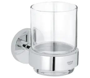Grohe - Glas für Zahnbürste und Zahnpasta, mit Halter, Glas/Chrom