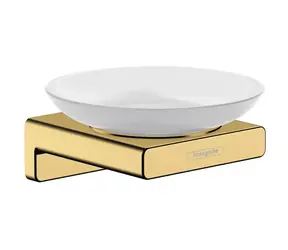 Hansgrohe - Seifenschale mit Halter, mattiertes Glas/poliertes Gold-Look