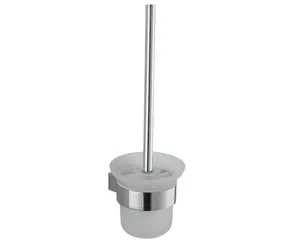 kielle - Wand-WC-Bürste mit Halterung, Milchglas/Chrom