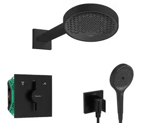Hansgrohe - Duschset mit Unterputzmischer, mit Brausekörper, Durchmesser 25 cm, 3 Strahlarten, matt schwarz