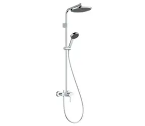 Hansgrohe - Duschset mit Mischbatterie, Durchmesser 24 cm, 2 Strahlarten, EcoSmart, Chrom