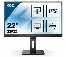 21,5" AOC 22P2Q schwarz / IPS / 1920x1080 / 250cd / 16:9 / 1000:1 / 4ms / HDMI+ DP+VGA+DVI