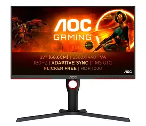 27" AOC AGON Q27G3XMN/BK schwarz / LED / 2560 x 1440 / 16:9 / 1ms / 1000cd-m2 / HDMI + DP / VESA