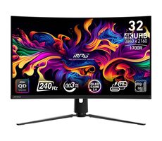 31,5" MSI MPG 321CURX schwarz / 3840 x 2160 / QD-OLED / 16:9 / 0,3 ms / 1,5 M:1 / 250 cd-m2 / HDMI + DP + USB-C / VESA