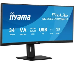 34" IIYAMA Prolite XCB3494WQSU-B1 schwarz / VA / 3440x1440 / 21:9 / 0,4ms / 3000:1 / 350cd / HDMI+DP / Lautsprecher