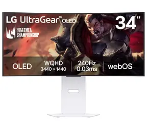 34" LG 34GX90SA-W weiß / OLED / 3440 x 1440 / 21:9 / 275 cd/m / 0,03 ms / DP / HDMI / Lautsprecher