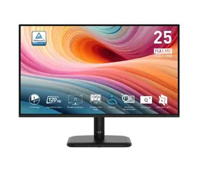 24,5" MSI PRO MP251L E2 Schwarz / 1920 x 1080 / IPS / 16:9 / 1 ms / 1000:1 / 250 cd/m / HDMI + DP / VESA