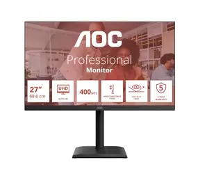 27" AOC U27E4CV schwarz / IPS / 3840 x 2160 / 16:9 / 4 ms / 1200:1 / 400 cd/m / HDMI + DP + USB-C / VESA