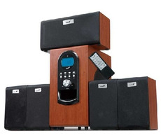 Genius Lautsprecher SW-HF 5.1 6000, 200 W RMS, LCD-Display, dunkles Holz