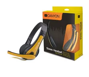Canyon CNS-CHSC1BY / leichtes PC-Headset / kombinierter 3,5-mm-Klinkenstecker / Leder-Ohrmuscheln / schwarz-gelb