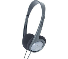 Panasonic RP-HT090E-H grau / Kompakter Kopfhörer mit Lautstärkeregler / 3,5-mm-Klinkenstecker / 5 m