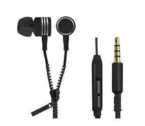 Esperanza EH161K Zipper schwarz / Stereo-Kopfhörer mit Mikrofon / 3,5 mm Klinke / Reißverschluss / 1,2 m