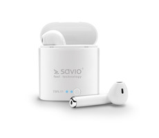 Savio TWS-01 Bluetooth In-Ear-Kopfhörer weiß / Ladecase / Mikrofon / Funktionstasten