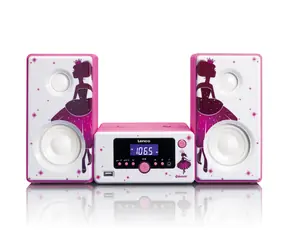 LENCO MC-020 Princess pink / Mikroanlage für Kinder / FM-Radio / BT / USB
