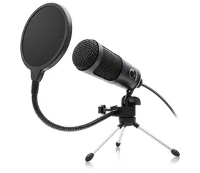 Niceboy VOICE schwarz / Tisch-Kondensatormikrofon / USB / Plug&Play / Niere