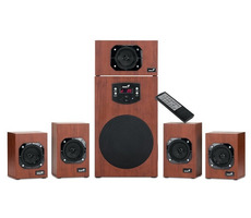 Genius SW-HF5.1 4600 Ver. II braun / Reprosystem 5.1 / 125W / 3,5 mm Klinke / LED-Anzeige / Fernbedienung / Holz