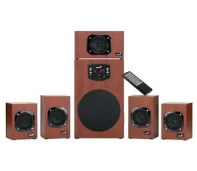 Genius SW-HF5.1 4600 Ver. II braun / Reprosystem 5.1 / 125W / 3,5 mm Klinke / LED-Anzeige / Fernbedienung / Holz