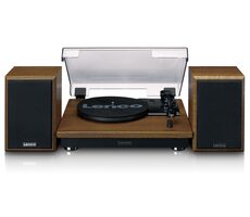 LENCO LS-100WD + 2x Lautsprecher / Plattenspieler / 33 & 45 & 78 U/min / RCA / Bluetooth / AUX IN / 10W RMS