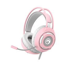 Marvo HG8936 pink / Kopfhörer mit Mikrofon / 2x 3,5mm Klinke / Hintergrundbeleuchtung / Kabel 2,1m 