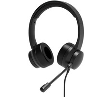 PORT CONNECT 901605 Stereo-Headset mit Mikrofon / USB-A & USB-C / Kabel 1,8 m / Schwarz