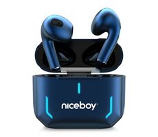 Niceboy HIVE SpacePods blau / Kabellose Kopfhörer / BT 5.1 / IPX5 / 20-20000 kHz / 104 dB / Touch-Taste / USB-C 