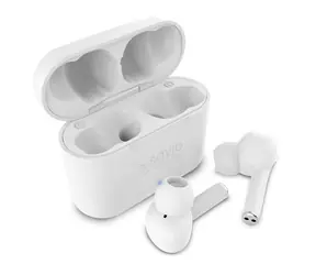Savio TWS-07 weiß / Kabellose Kopfhörer mit Mikrofon / Bluetooth