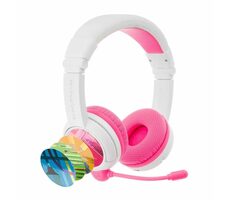 Buddyphones School+ Pink / Kabellose Kinderkopfhörer mit Mikrofon / Bluetooth / BuddyCable / USB-C