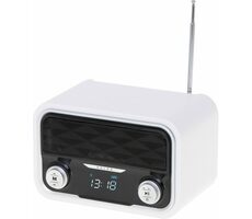 Adler AD 1185 schwarz-weiß / Retro-Radio / UKW / 1.800 mAh Akku / Bluetooth 4.0 / 50 Sender / Wiedergabe von USB SD / LCD 