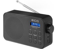 ECG R 105 schwarz / Tragbares Radio / UKW / USB-C-Kabel / 4X AA-Batterien / Teleskopantenne / AUX 