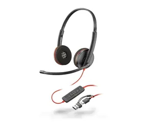 Poly Blackwire 3220 schwarz / Headset / Mikrofon / zwei Kopfhörer / USB-C/A