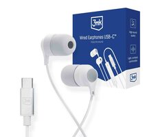 3mk Kabelgebundene Ohrhörer USB-C weiß / Stereo-Ohrhörer mit Mikrofon / USB-C