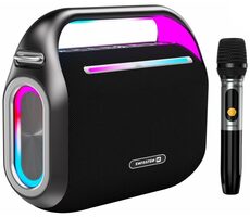 Swissten HARMONY schwarz / Bluetooth-Lautsprecher / IP54 / 120W / 12000mAh / AUX / Karaoke-Mikrofon / BT 5.0