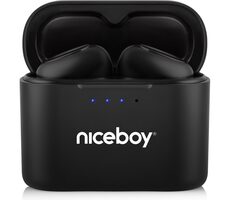 Niceboy HIVE Podsie 4 schwarz / Kabellose Kopfhörer mit Mikrofon / TWS / Bluetooth 5.4 / IP54 / Ladeetui