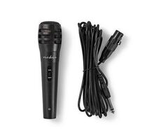 Nedis Kabelmikrofon Schwarz / Niere / Dynamisch / 5,00 m / 80 Hz - 12 kHz / 600 Ohm / -75 dB / Ein-/Ausschalter 