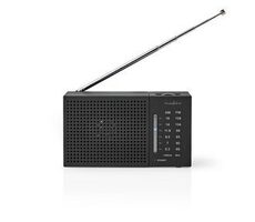 Nedis FM-Radio / Tragbar / AM / FM / Batteriebetrieben / Analog / 1,5 W / Schwarzweiß-Display 