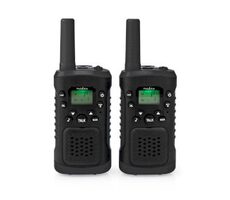 Nedis Walkie-Talkie Set schwarz / 2x Walkie-Talkie / 2 Ohrhörer / Bis zu 6 km / 8 Kanäle / PTT / VOX 