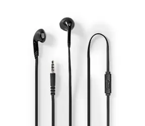 Nedis Kabelgebundene Kopfhörer schwarz / 3,5 mm / Kabellänge: 1,20 m / Eingebautes Mikrofon / Lautstärkeregler 