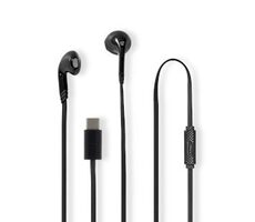 Nedis Kabelgebundene Kopfhörer schwarz / USB-C / Kabellänge: 1,20 m / Eingebautes Mikrofon / Lautstärkeregler 