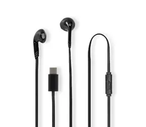 Nedis Kabelgebundene Kopfhörer schwarz / USB-C / Kabellänge: 1,20 m / Eingebautes Mikrofon / Lautstärkeregler 