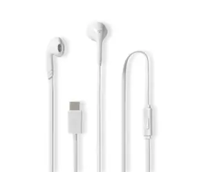 Nedis Kabelgebundene Kopfhörer weiß / USB-C / Kabellänge: 1,20 m / Integriertes Mikrofon / Lautstärkeregler 