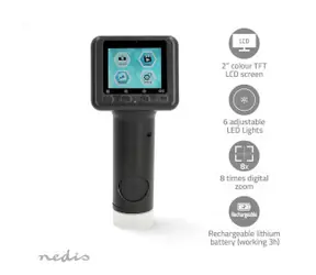 Nedis Mikroskopkamera schwarz / Digitales Handmikroskop / 1080P / 48MP / 2" Farb-TFT-LCD 